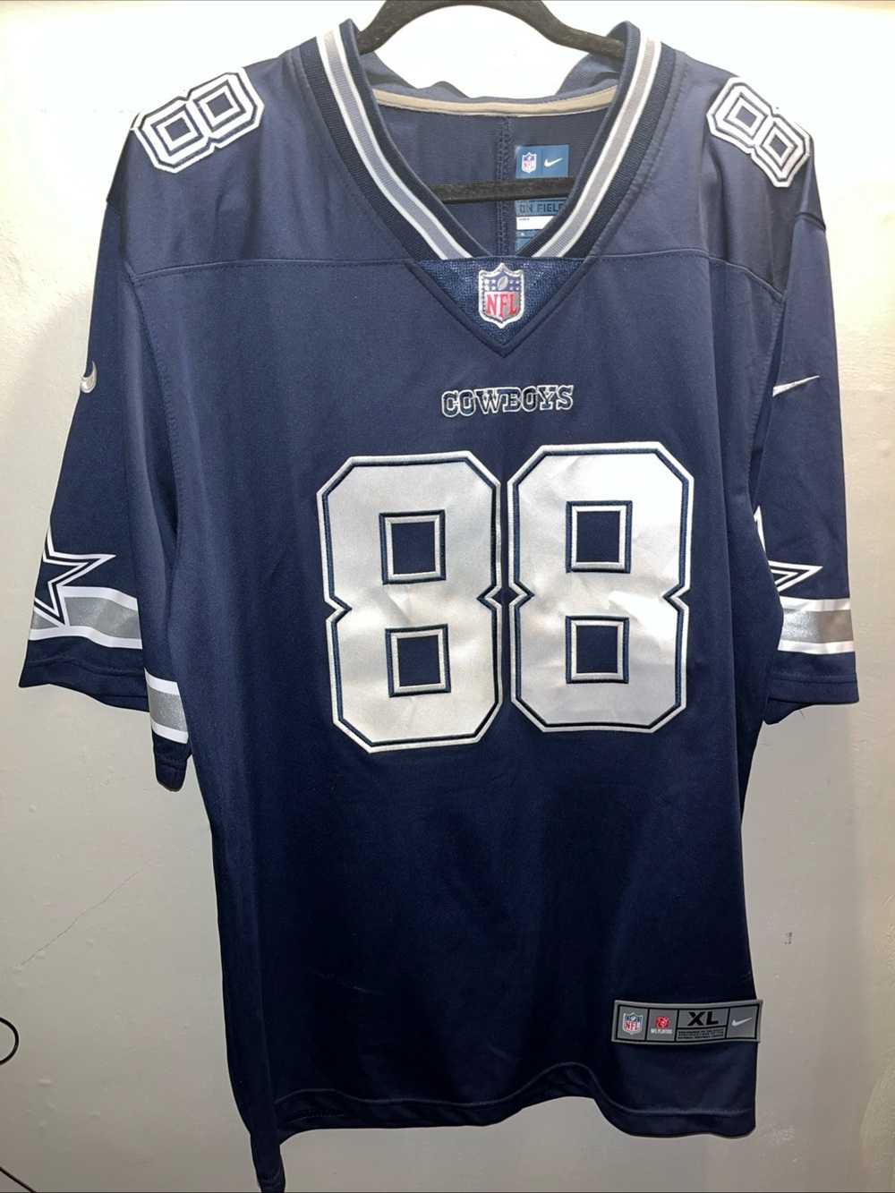 NFL Navy and White Football Jersey with NFL Shield and Nike Logo